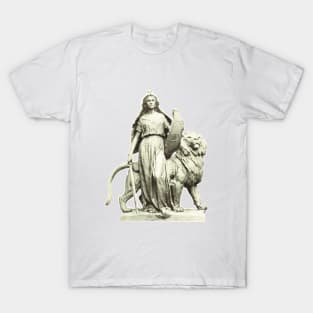 The Law in its feminine form and with the necessary strength and weapons like a lion that commands respect. Vintage photo T-Shirt